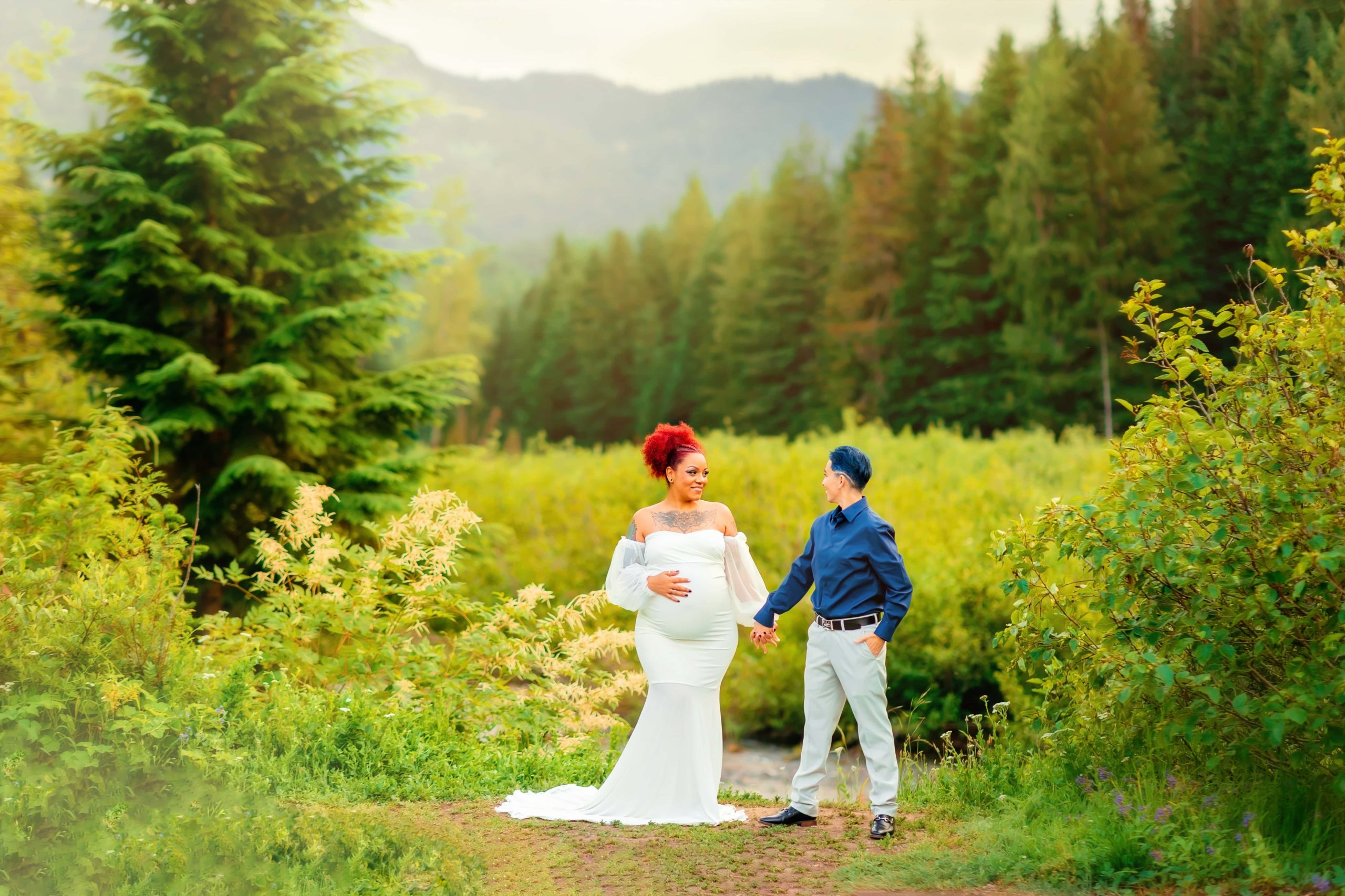 Same Sex Maternity Photography Outside Of Seattle At Gold Creek Pond Sioned Abuan Photography